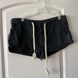 Free People Black High Waist Shorts with White Drawstring